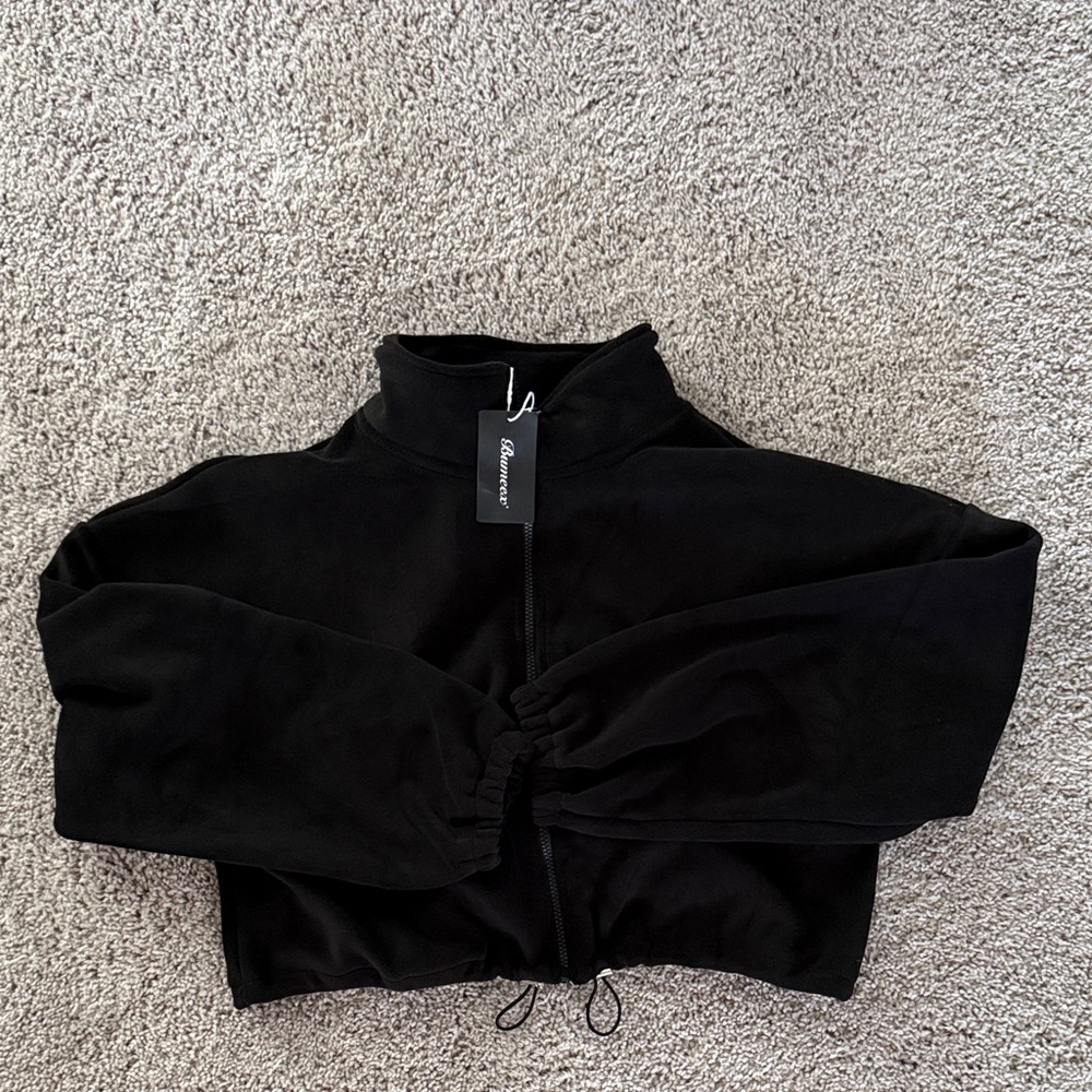 Black Cropped Zip-Up Jacket